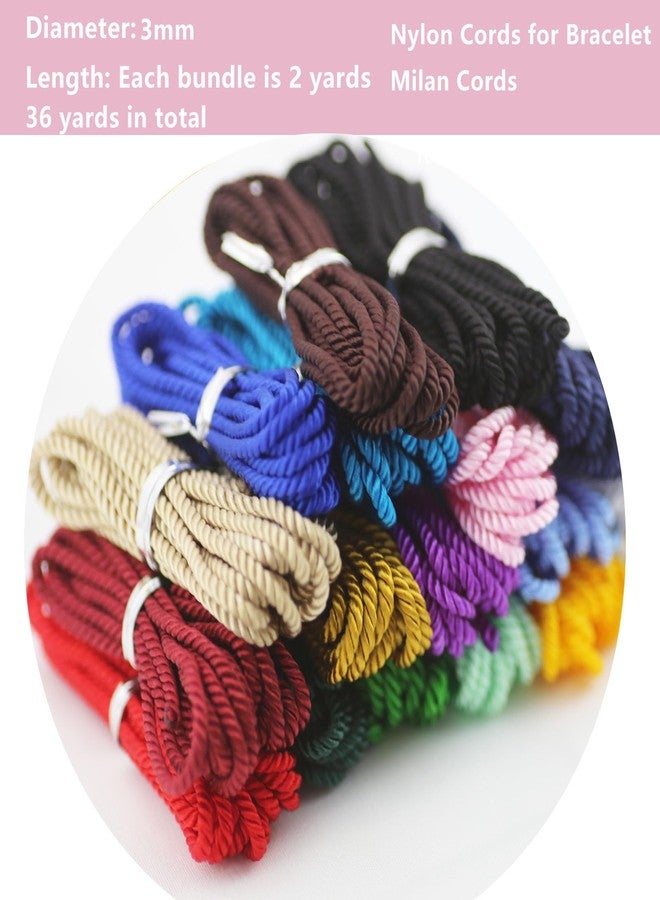 PAMIR TONG 3mm Twisted Nylon Twine Cord for Bracelet Assorted Color 36 Yards Satin 3 Braided Beading Milan Rope Macrame Thread String Knotting Cord for Jewelry Making-DIY Crafts-Necklace-Pendant - Image 5