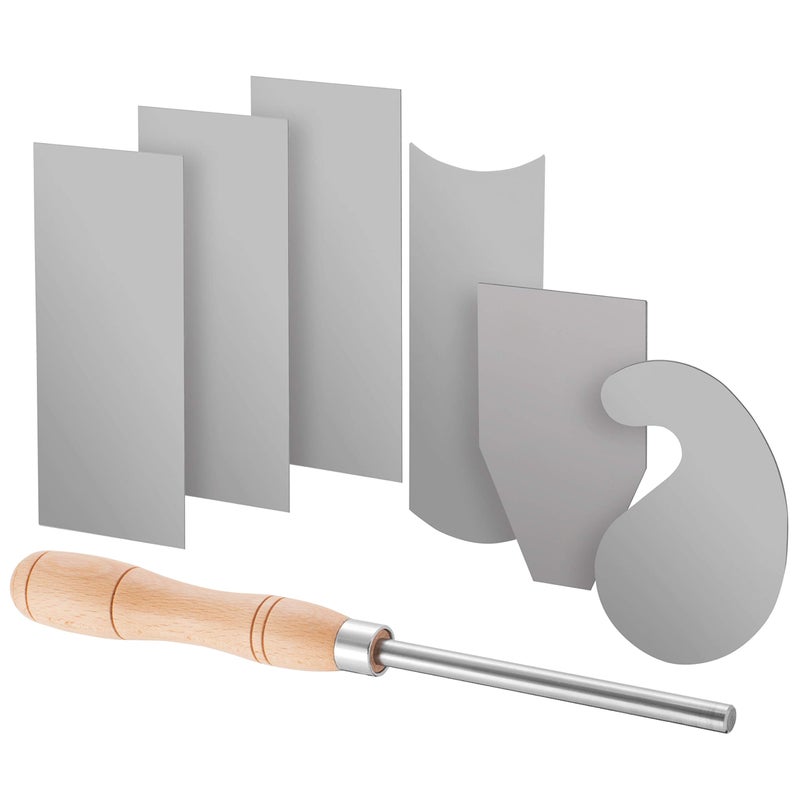 Fulton Fulton Cabinet Scraper Burnisher with 6 Piece Multi-Shaped Scraper Set 3 Rectangle 1 Beveled 1 Curved (Convex and Concave) and 1 Gooseneck Scraper  - Image 1