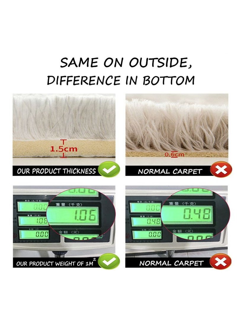 Mei Lifestyle - Modern Wool Fluffy Floor Mat Carpet with Anti slip High Pile Bottom with Upgraded Foam (Size 120×160CM) - Image 1