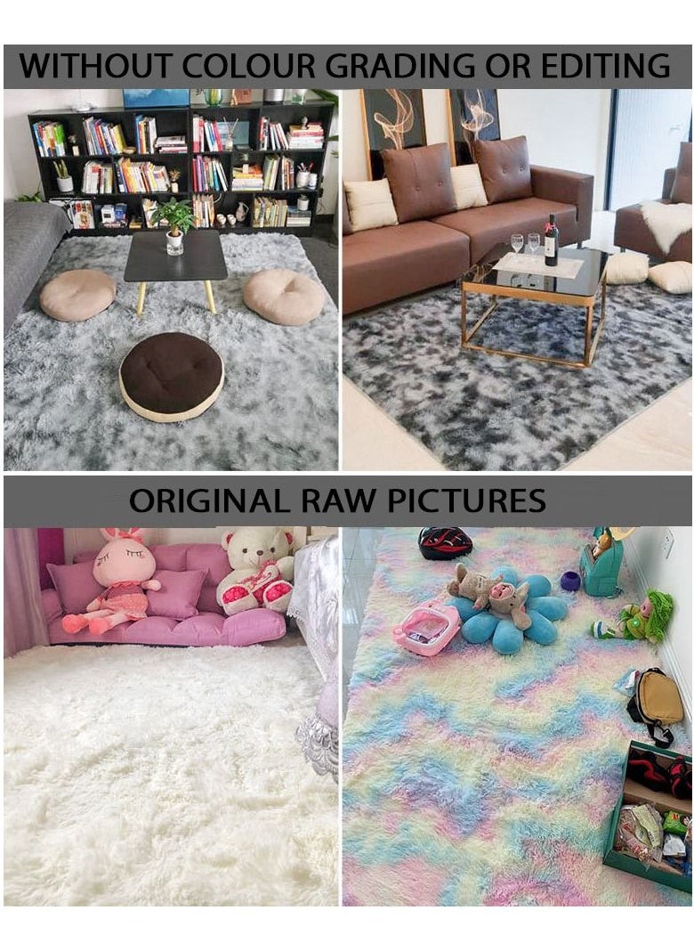 Mei Lifestyle - Modern Wool Fluffy Floor Mat Carpet with Anti slip High Pile Bottom with Upgraded Foam (Size 120×160CM) - Image 1