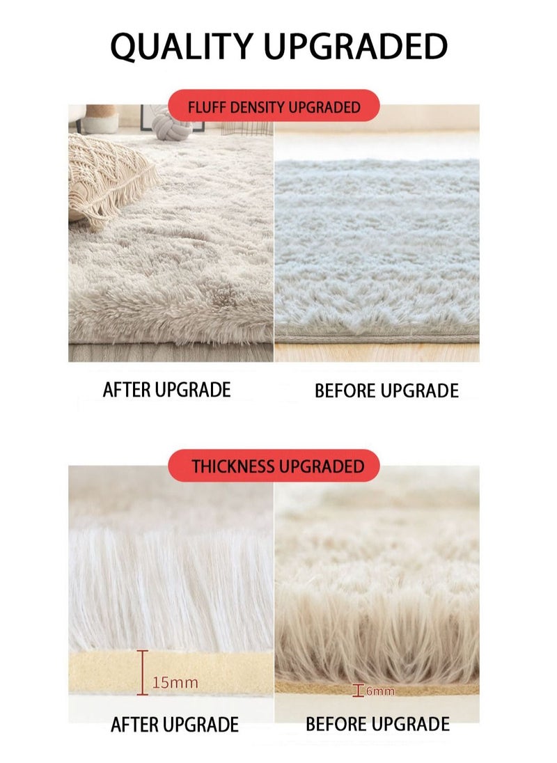 Mei Lifestyle - Modern Wool Fluffy Floor Mat Carpet with Anti slip High Pile Bottom with Upgraded Foam (Size 120×160CM) - Image 1