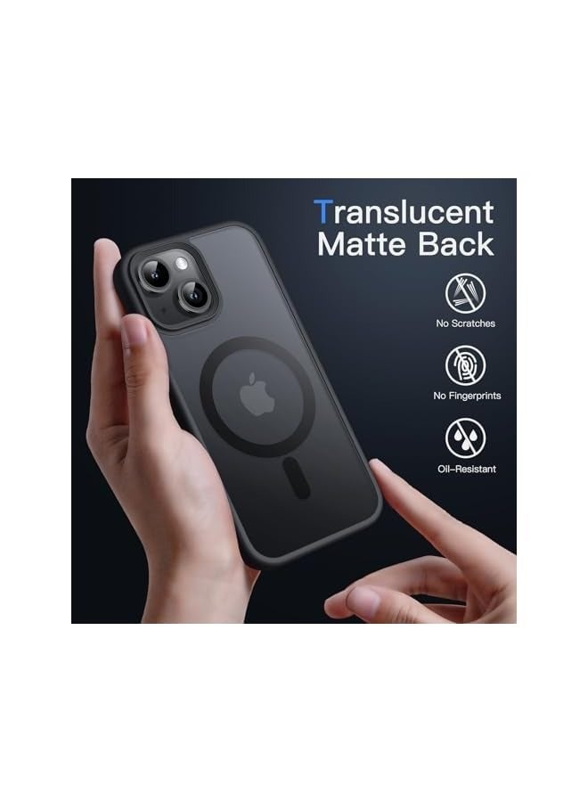 جي تيك حافظة JETech مغناطيسية لهاتف iPhone 14 مقاس 6.1 بوصة متوافقة مع MagSafe، غطاء هاتف خلفي شفاف غير لامع مقاوم للصدمات (أسود) - Image 4