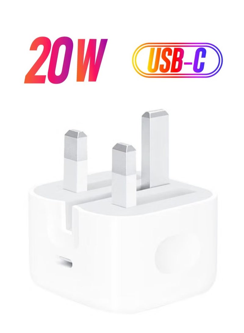 AAS ECOM 20W USB-C Fast Charger | Wall Charger Compatible with iPhone 16/15/14/14 Pro/14 Pro Max/13/12/SE 2020/11/XR/XS Max/X/iPad - Image 1