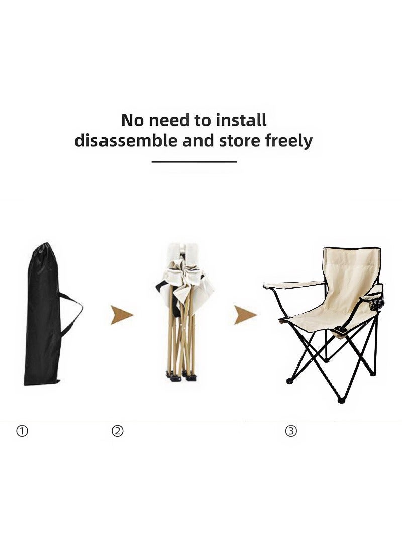 Ultra-Reflective Folding Camp Chair | Indoor/Outdoor Dual-Use (50×50×82cm Aurora White) | Heat-Resistant Cooling Design + Cup Holder - Image 3