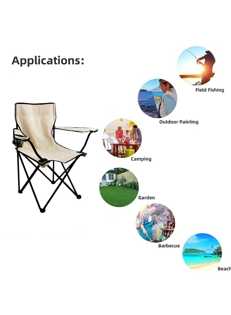 Ultra-Reflective Folding Camp Chair | Indoor/Outdoor Dual-Use (50×50×82cm Aurora White) | Heat-Resistant Cooling Design + Cup Holder - Image 4