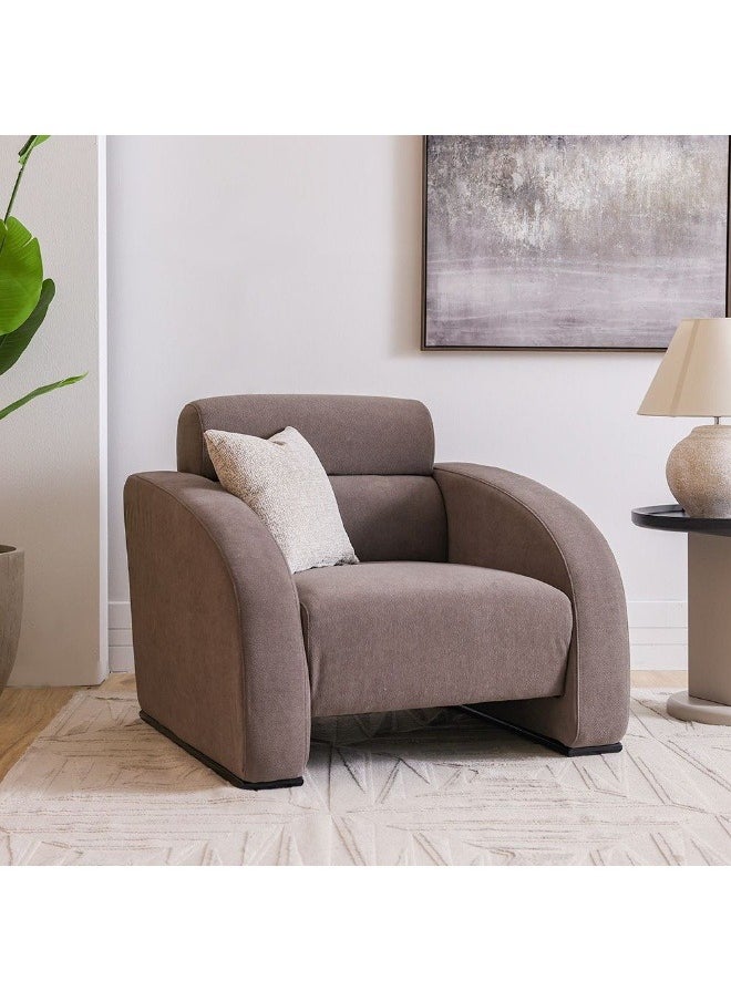 DANUBE HOME NimeraÂ  1 Seater Fabric Sofa Armchair Modern Design Single Seater Accent Chair Comfortable Living Room Furniture - Beige  - Image 1