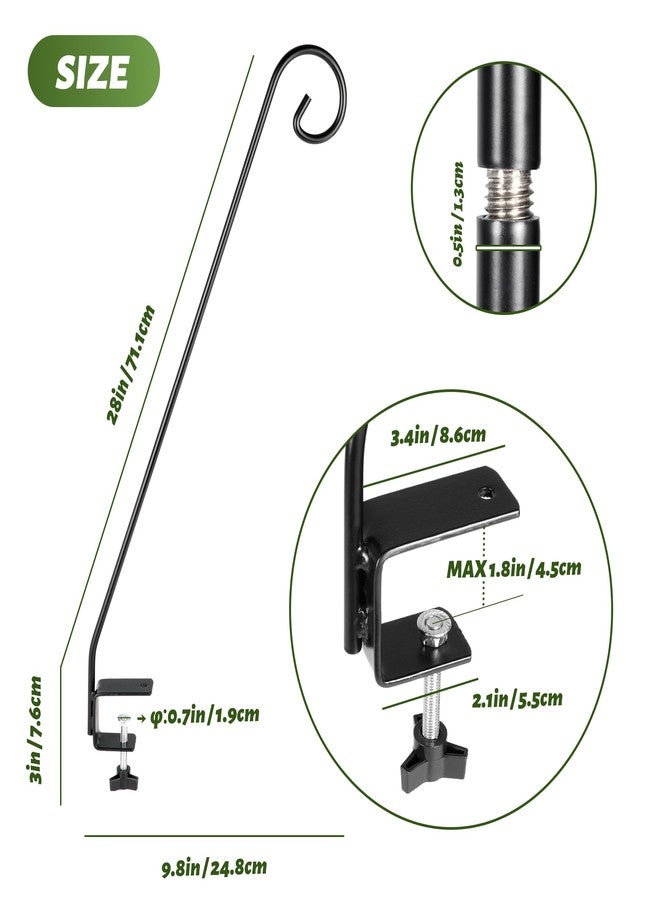 MIXXIDEA Heavy Duty Deck Rail Pole Deck Hook, Extensible and Adjustable Deck Hook for Hanging Bird Feeder, Plants, Suet Baskets,Wind Chimes,Lanterns (Curled Hook-2 Pack) - Image 2