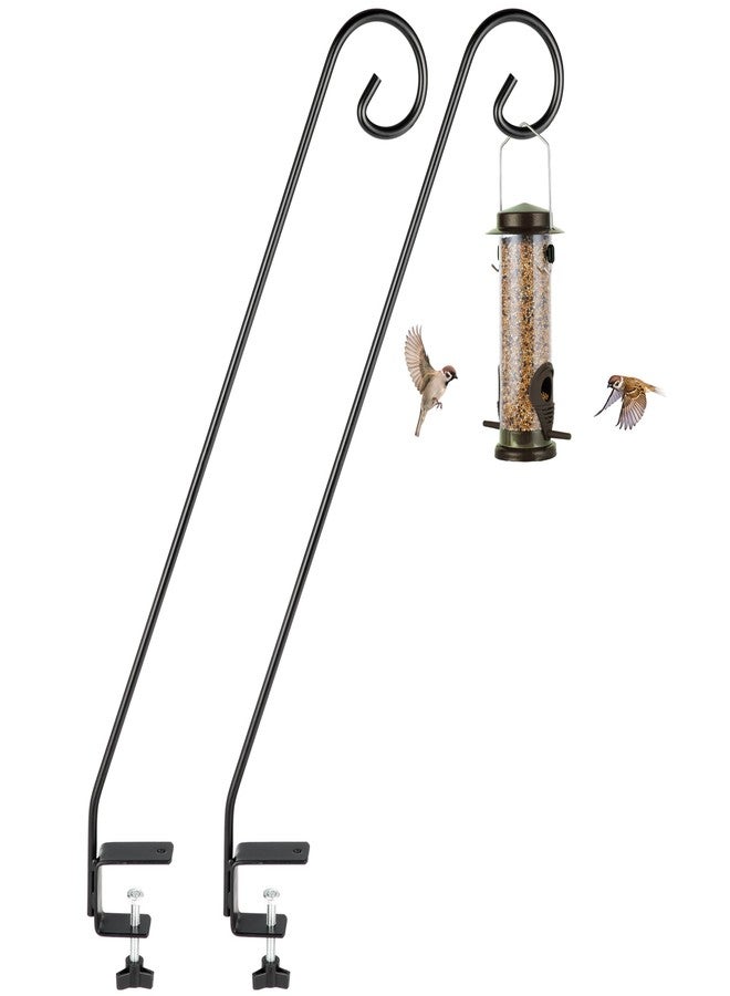 MIXXIDEA Heavy Duty Deck Rail Pole Deck Hook, Extensible and Adjustable Deck Hook for Hanging Bird Feeder, Plants, Suet Baskets,Wind Chimes,Lanterns (Curled Hook-2 Pack) - Image 1