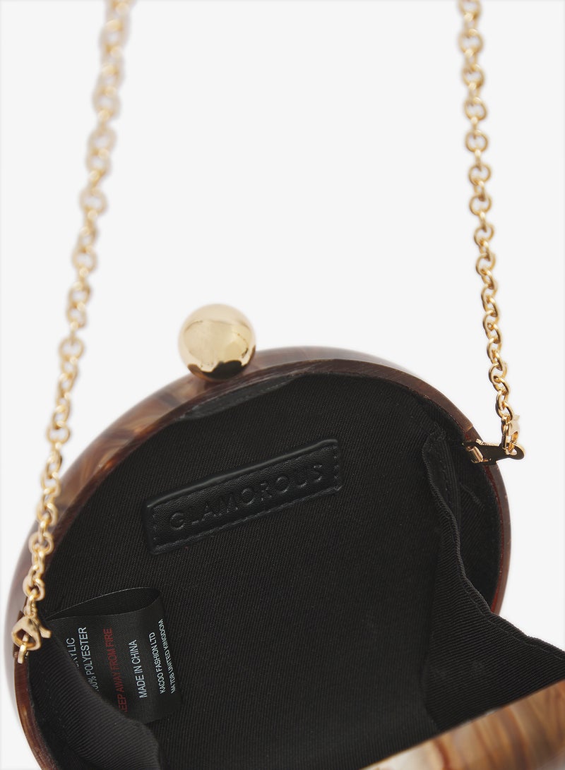 GLAMOROUS Round Hard Shell Marble Clutch - Image 5