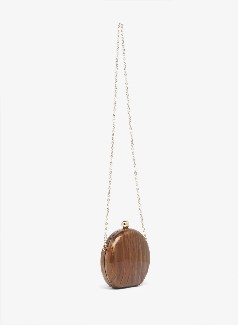 Glamorous BROWN Round Hard Shell Marble Clutch for Women | Best Price UAE