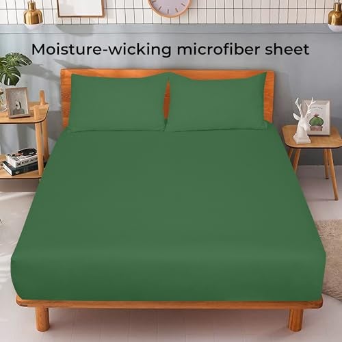 Royale Linens Fitted Sheet Twin - Ultra Soft 1800 Brushed Microfiber - Hotel Luxury Bottom Sheets - Wrinkle Free & Fade Resistant - Deep Pocket Fitted Sheet Only (Twin, Hunter Green) - Image 2