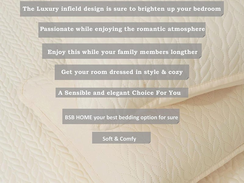 BSB HOME® 100% Microfiber Ultrasonic 280 Tc Solid King Size Quilted Bed Cover/Bedsheet with 2 Pillow Covers, (Luxurious, Beige 90X100 Inches, 254X228 Cm) - Image 4