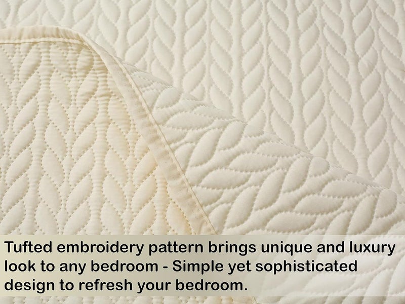 BSB HOME® 100% Microfiber Ultrasonic 280 Tc Solid King Size Quilted Bed Cover/Bedsheet with 2 Pillow Covers, (Luxurious, Beige 90X100 Inches, 254X228 Cm) - Image 3