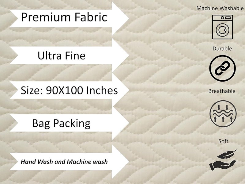 BSB HOME® 100% Microfiber Ultrasonic 280 Tc Solid King Size Quilted Bed Cover/Bedsheet with 2 Pillow Covers, (Luxurious, Beige 90X100 Inches, 254X228 Cm) - Image 2