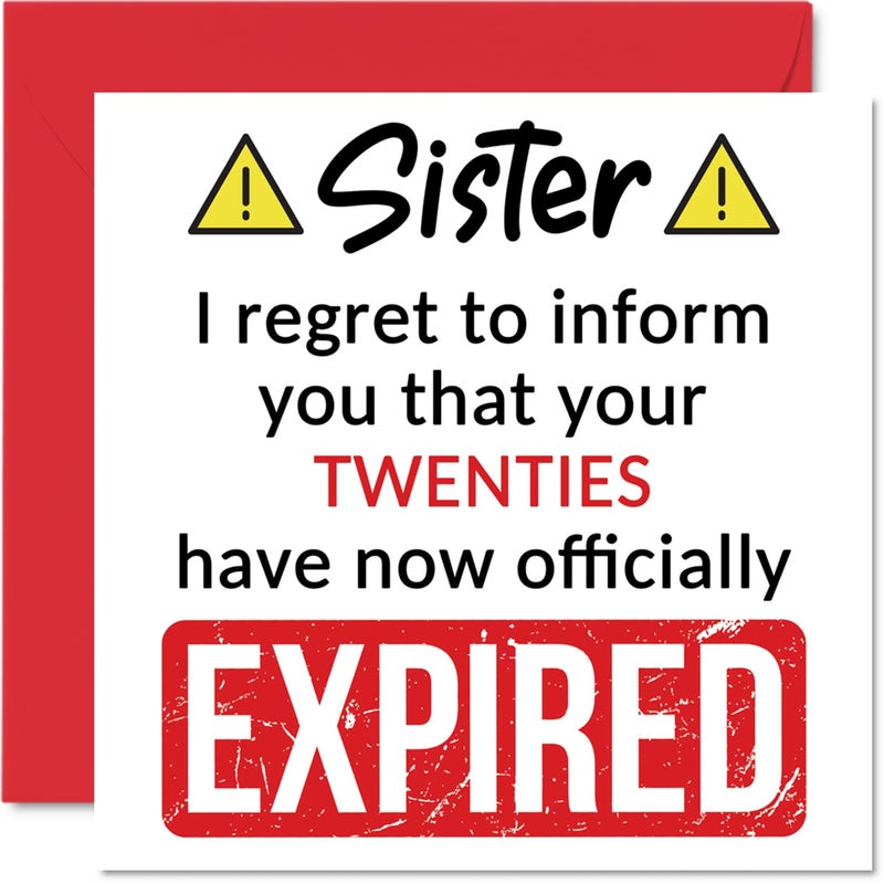 Stuff4 Funny 30th Birthday Cards for Sister - Your Twenties Have Expired - Happy Birthday Card for Sister from Brother Step Sister Sibling  5.7 x 5.7 Inch Banter Joke Humour Bday Greeting Cards Gift - Image 1