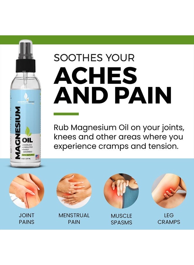essentiallybased Magnesium Oil Spray - Large 8oz Size - Extra Strength - 100% Pure for Less Sting - Less Itch - Essential Mineral Source - Made in USA - Image 4