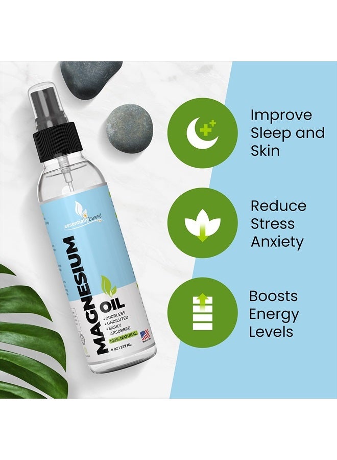 essentiallybased Magnesium Oil Spray - Large 8oz Size - Extra Strength - 100% Pure for Less Sting - Less Itch - Essential Mineral Source - Made in USA - Image 3