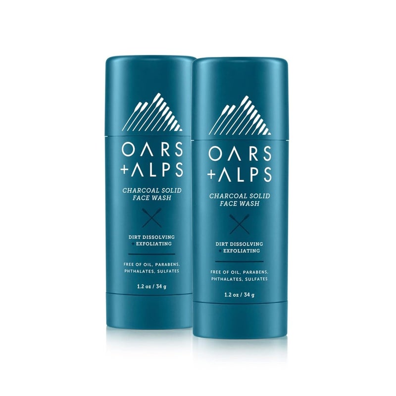 Oars  Alps Face Wash with Activated Charcoal Dermatologist Tested Exfoliating Facial Cleanser TSA Friendly 14 Oz 2 Pack