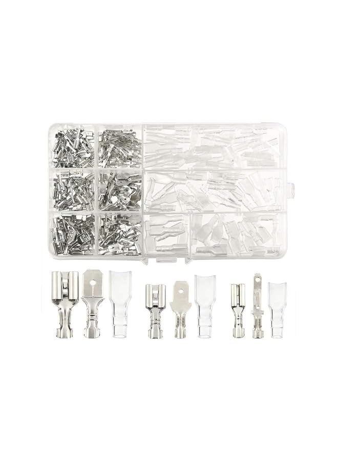 erorex 270 Pieces Quick Connector Male Bus Spade Connector Crimp Terminal Assortment Kit, 2.8/4.8/6.3mm Spade Quick Disconnect Connector Kit for Electrical Wiring Car Audio Speakers - Image 1