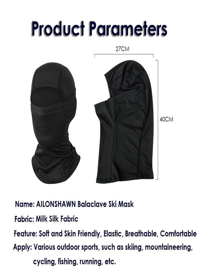 AILONSHAWN Ski Mask Balaclava Face Mask Men Women Summer Shiesty Mask Full Head Mask for Motorcycle Helmet Windproof UV Protection, A Black, L - Image 2