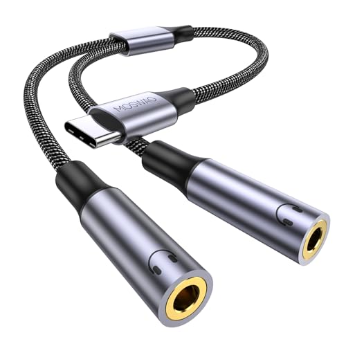 MOSWAG USB C to Dual 35mm Female Headphone Splitter Type C to Dual 35mm Female Audio Jack Splitter Headphone Adapter Compatible with iPhone 171615 Pro Max Galaxy S24 S23 Pixel 10 - Image 1
