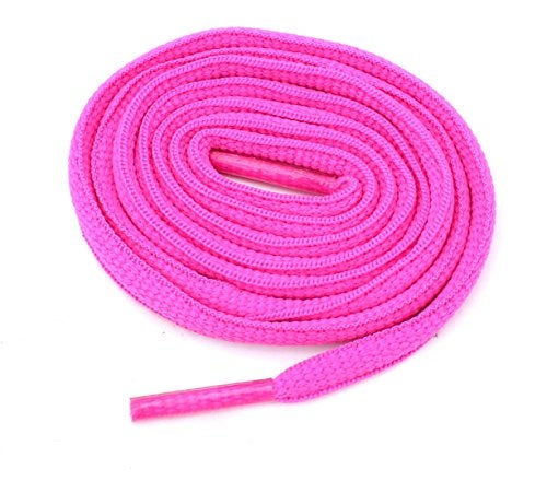 BCB Wear Oval Athletic Shoelaces 1/4" Thick Solid Colors for All Shoes Several Lengths (Hot Pink-27) - Image 1