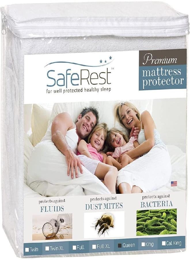 SafeRest - SafeRest Mattress Protector - Queen Size Cotton Terry Waterproof Mattress Protector, Breathable Fitted Mattress Cover with Stretchable Pockets - Image 1