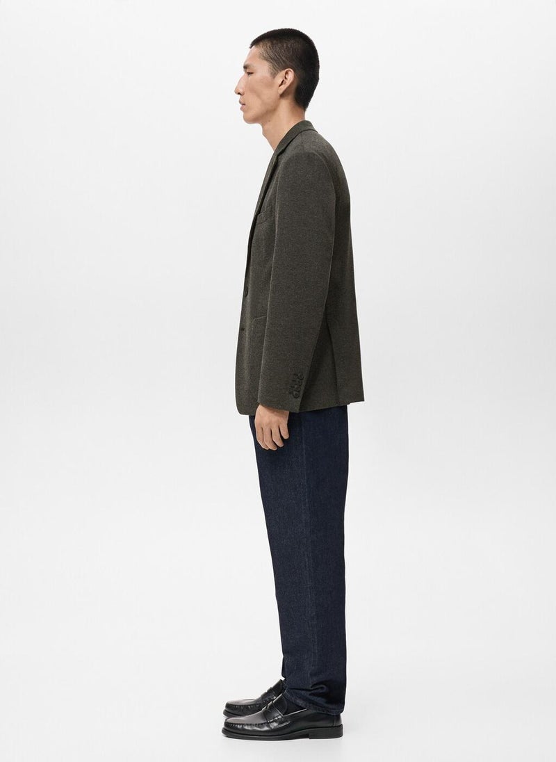 مانجو مان بليزر بقصة ضيقة بنسيج دقيق - Image 3