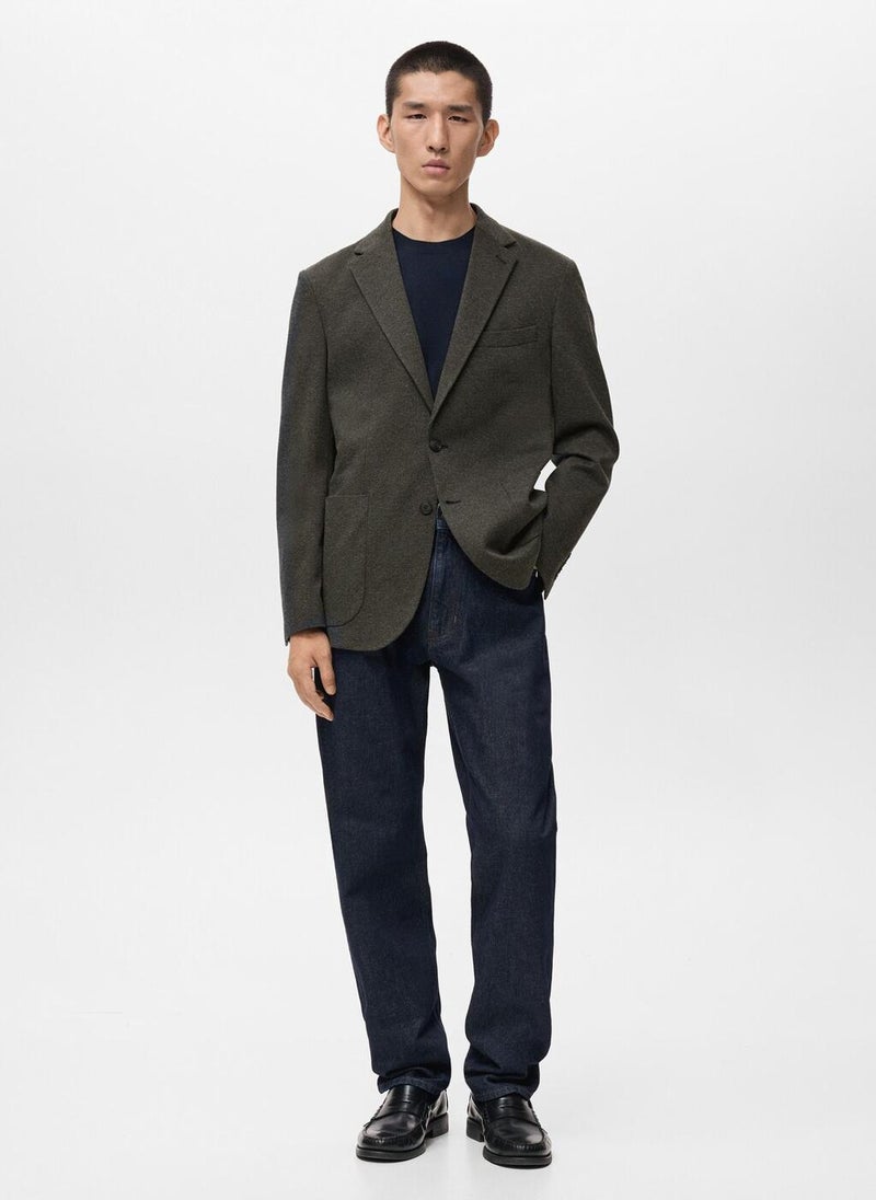 مانجو مان بليزر بقصة ضيقة بنسيج دقيق - Image 5