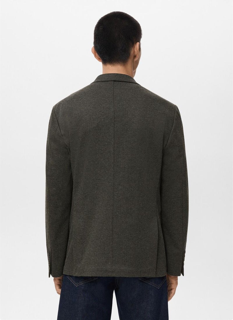 مانجو مان بليزر بقصة ضيقة بنسيج دقيق - Image 2