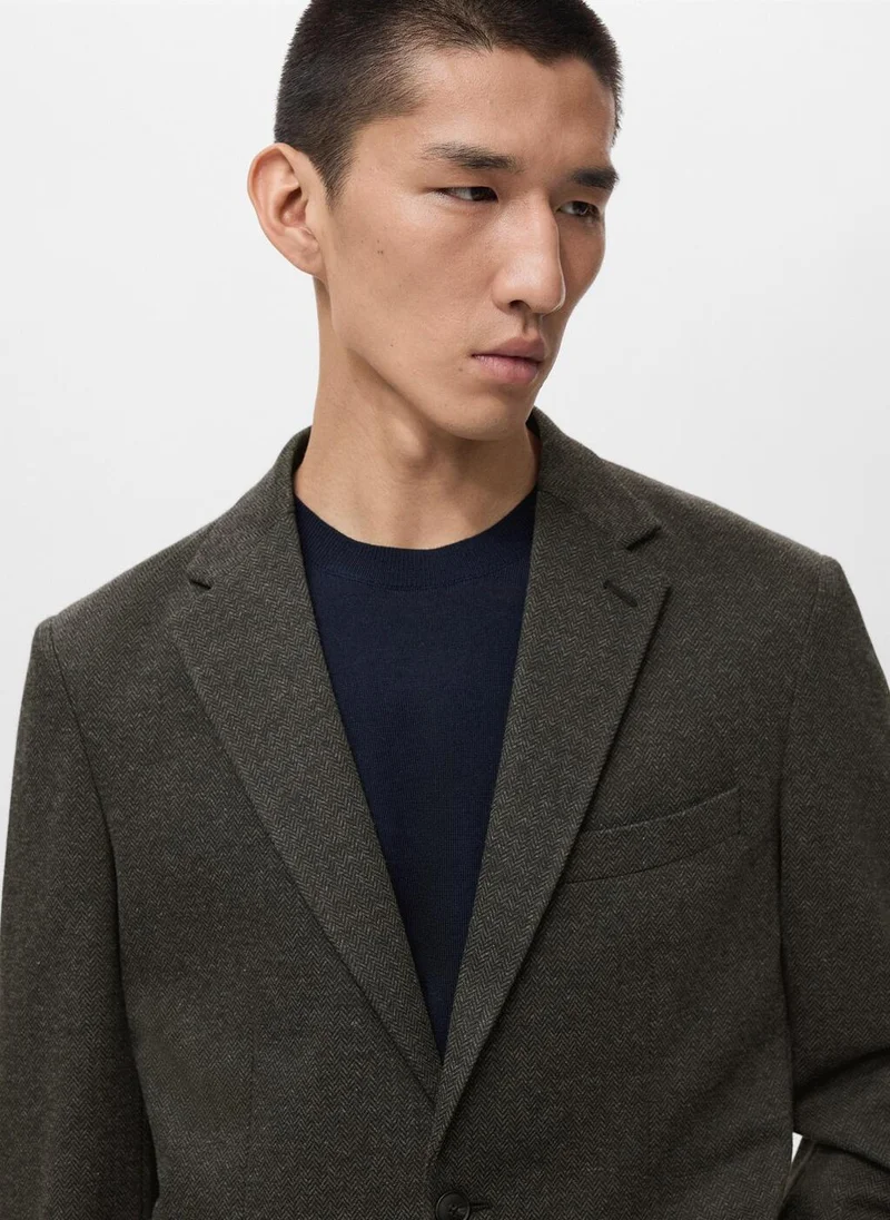 Mango Man Slim fit microstructure blazer