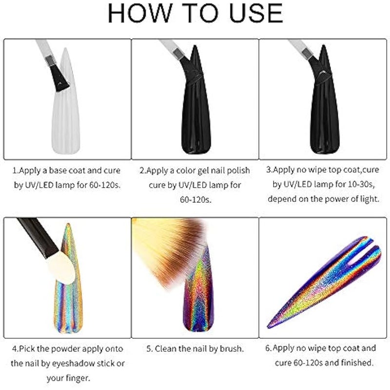 ارتدون اكسسوارات اظافر من الكروم، 16 برطمان لامع لتزيين الاظافر بتاثير عاكس معدني ثلاثي الابعاد اورورا كاميليون مسحوق صبغة 1 غرام/برطمان لؤلؤي للحرف اليدوية من الراتنج وفن الاظافر من فيمو - Image 2