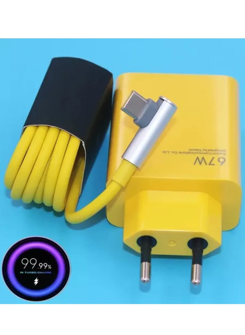 JAJEEK "NEW 67W Fast Charging Charger Set with Type-C Cable (Yellow)" - Image 2