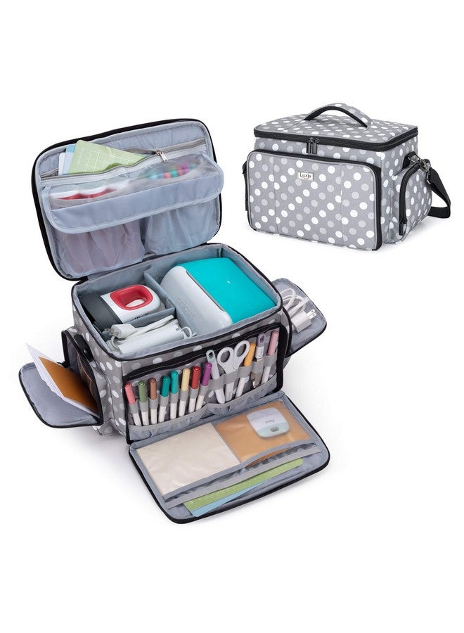 LUXJA Carrying Case Compatible With Cricut Joy And Easy Press Mini Carrying Bag With Supplies Storage Sections Polka Dots - Image 1