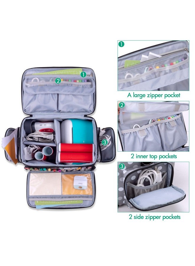 LUXJA Carrying Case Compatible With Cricut Joy And Easy Press Mini Carrying Bag With Supplies Storage Sections Polka Dots - Image 2