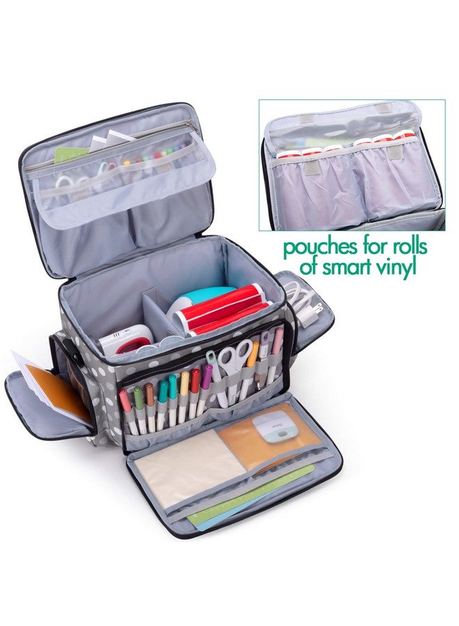 LUXJA Carrying Case Compatible With Cricut Joy And Easy Press Mini Carrying Bag With Supplies Storage Sections Polka Dots - Image 3