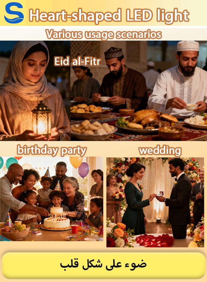 Serinovia 12 Pack LOVE Shape Flameless LED Tea Light Candles, Battery Operated Flickering Fake Candles for Romantic Decoration, Wedding, Christmas, Holiday & Home Decor - Image 3