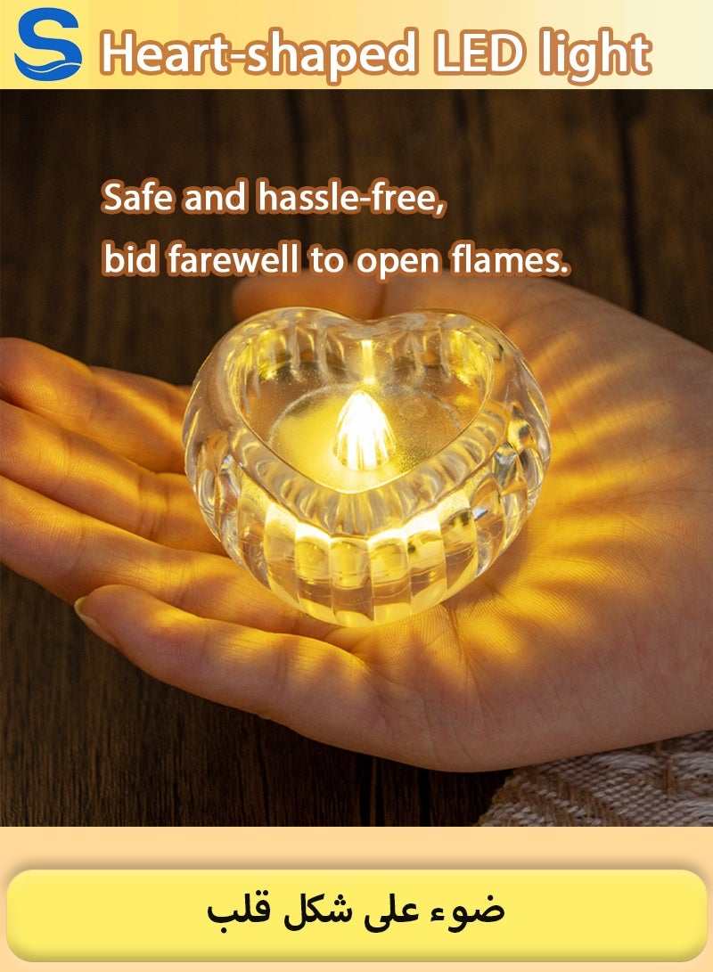 Serinovia 12 Pack LOVE Shape Flameless LED Tea Light Candles, Battery Operated Flickering Fake Candles for Romantic Decoration, Wedding, Christmas, Holiday & Home Decor - Image 4
