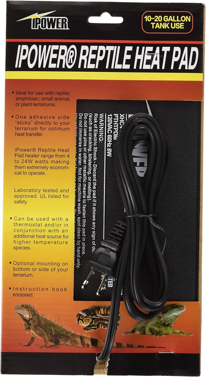 iPower 6 by 8Inch 8 Watt Reptile Heat Pad Under Tank Terrarium Warmer Heat Mat for Small Animals - Image 1