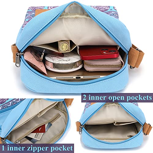 Leaper Small Canvas Crossbody Bag and Purse Set Vintage Messenger Bag Rose - Image 5