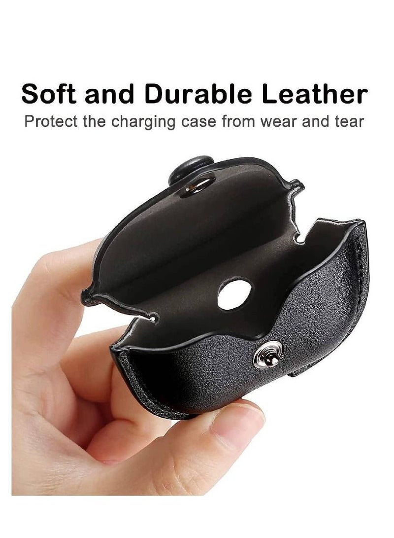 GENNEXT AirPods 3rd Generation Case (2021), Leather Protective Case Skin Cover with Keychain and Lock for Apple Airpods 3 Case Women Men Black - Image 2