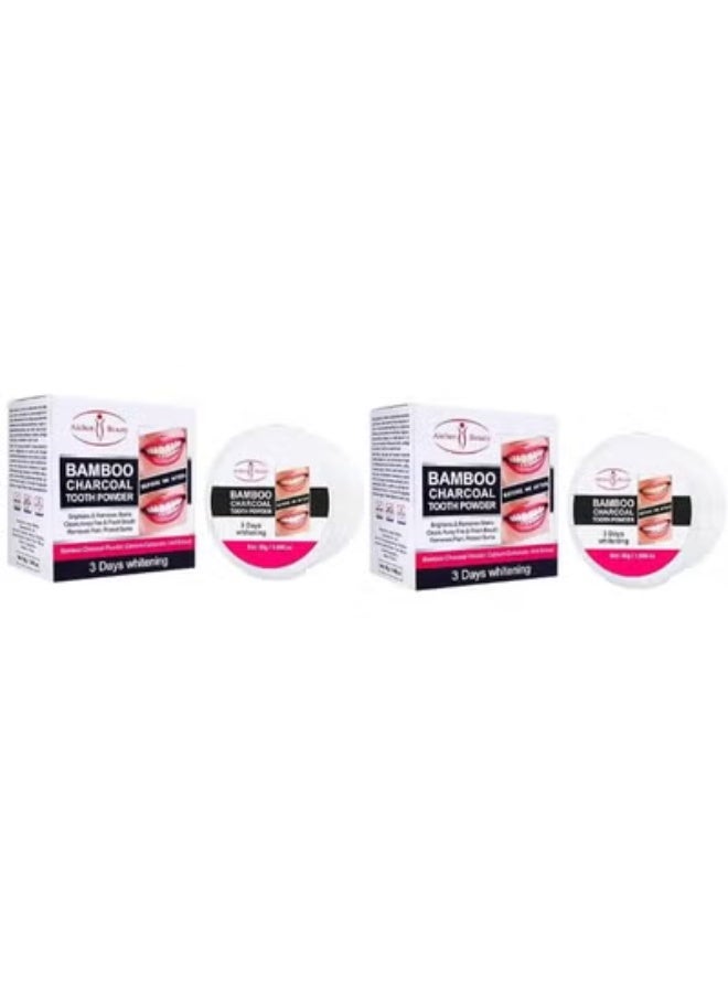 AICHUN 2 Pcs A Bamboo Charcoal Tooth Powder 3 Days Whitening Fresh Breath Mint Extract Removes Stains 50g - Image 1