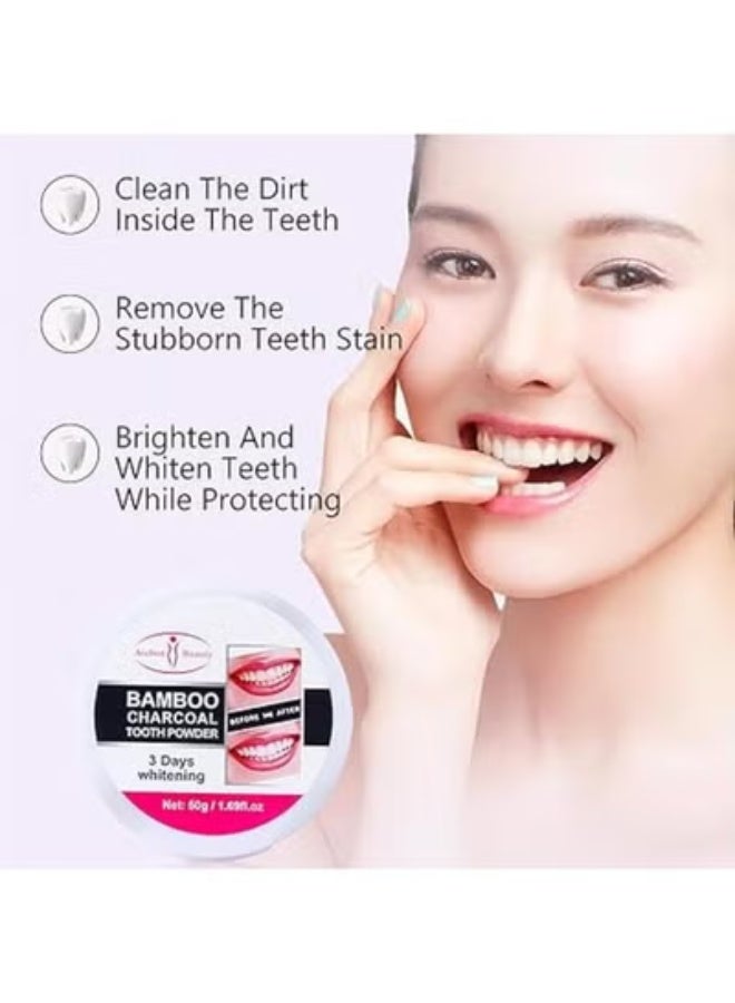AICHUN 2 Pcs A Bamboo Charcoal Tooth Powder 3 Days Whitening Fresh Breath Mint Extract Removes Stains 50g - Image 4