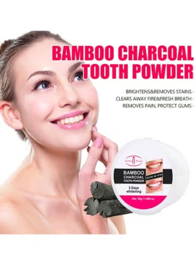 AICHUN 2 Pcs A Bamboo Charcoal Tooth Powder 3 Days Whitening Fresh Breath Mint Extract Removes Stains 50g - Image 5
