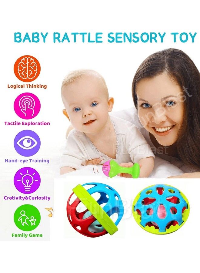 FunBlast Soft Rattles Toys For Babies Shaking Rattle Ball & Dumbbell Rattle Toy For Infants Toys For New Born Babies And Kids Early Development Toys Multicolor - Image 5