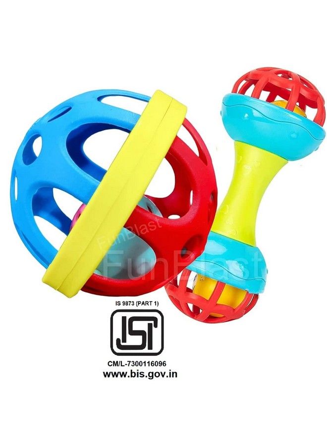 FunBlast Soft Rattles Toys For Babies Shaking Rattle Ball & Dumbbell Rattle Toy For Infants Toys For New Born Babies And Kids Early Development Toys Multicolor - Image 4