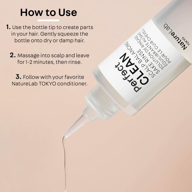 NatureLab. TOKYO NatureLab.TOKYO Perfect Clean Sake Rinse â€“ pH Balancing Treatment for Dry, Itchy Scalp, Clears Buildup & Excess Scalp Oil, Hydrates with Rice Water & Ginseng, 6.7oz - Image 5