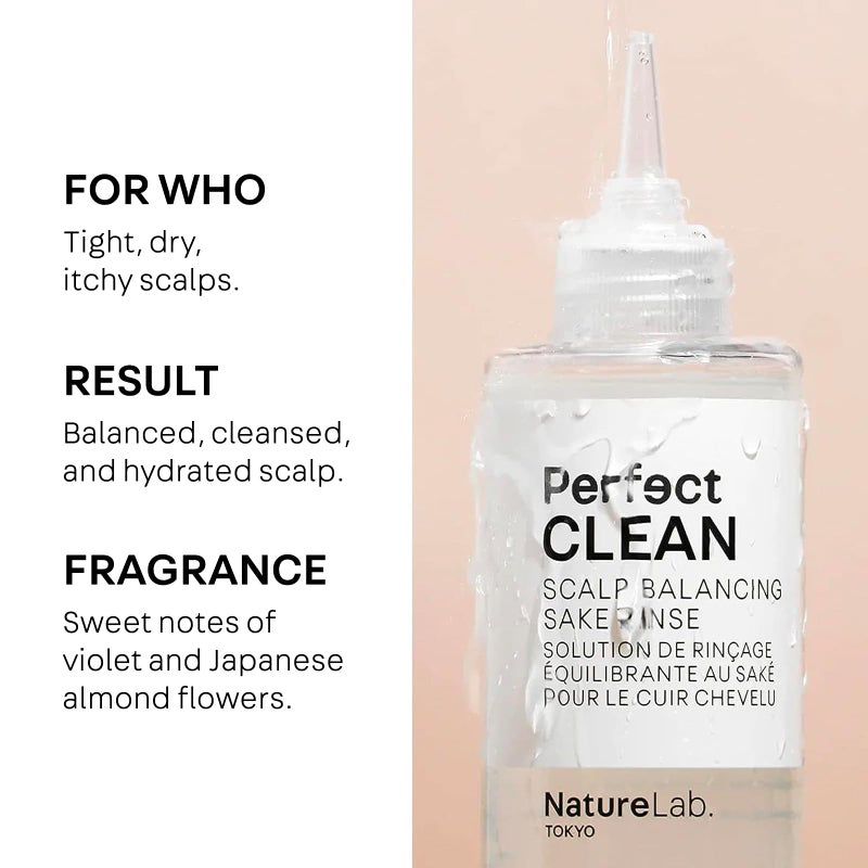 NatureLab. TOKYO NatureLab.TOKYO Perfect Clean Sake Rinse â€“ pH Balancing Treatment for Dry, Itchy Scalp, Clears Buildup & Excess Scalp Oil, Hydrates with Rice Water & Ginseng, 6.7oz - Image 2