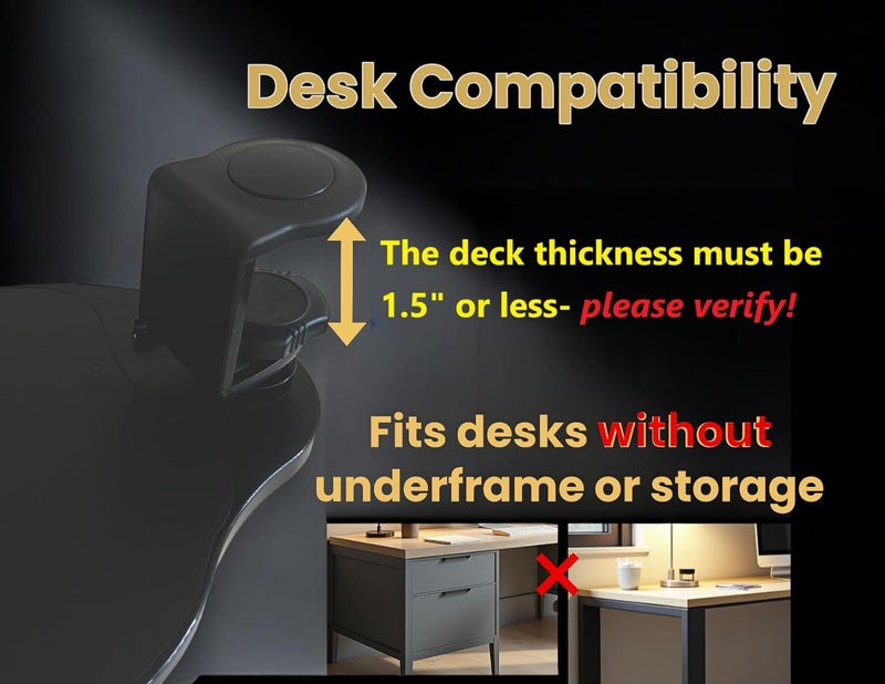 MAX SMART Clamp on Mouse Platform, Clip on Mouse Pad, Rotating 360, Easy Slide Out Tray, Suitable Up to for 1.5" Thickness Desk, for Home, Office to Save Space (Black) - Image 2