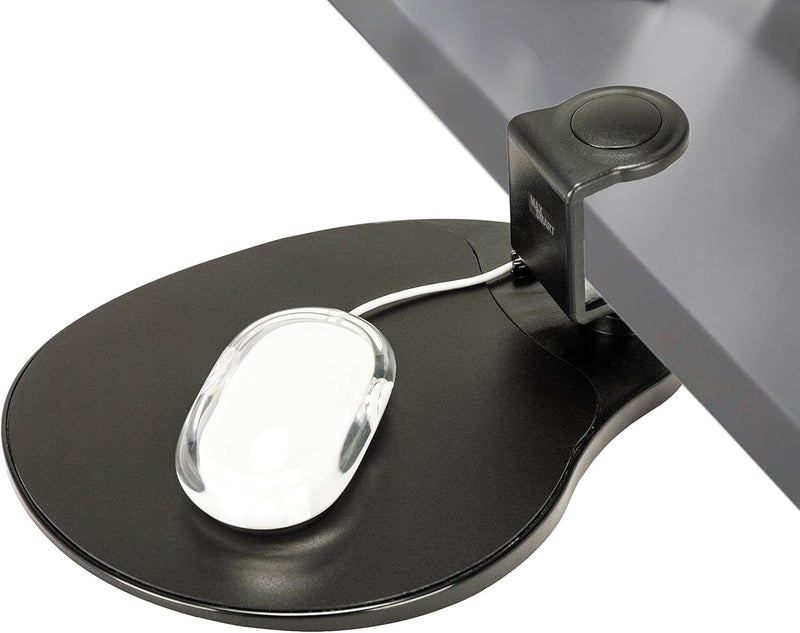 MAX SMART Clamp on Mouse Platform, Clip on Mouse Pad, Rotating 360, Easy Slide Out Tray, Suitable Up to for 1.5" Thickness Desk, for Home, Office to Save Space (Black) - Image 1